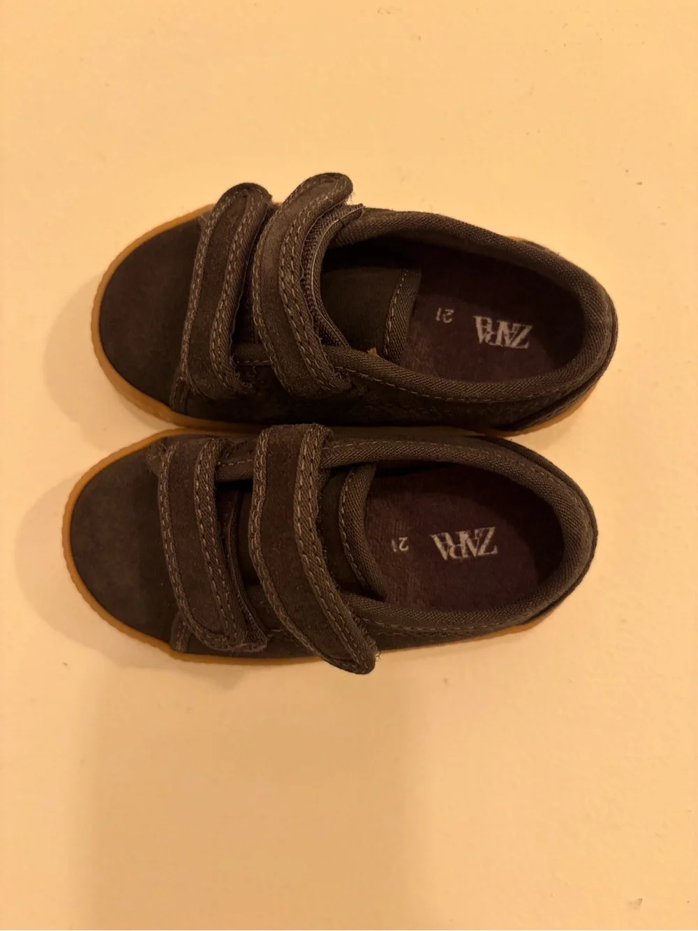 ZARA Baby Kids Gray Suede Double Velcro Sneakers EU 21